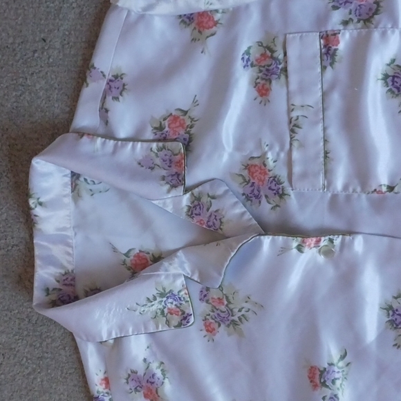 Vintage Hand Crafted Silk Button Down PJ Top - Picture 2 of 9